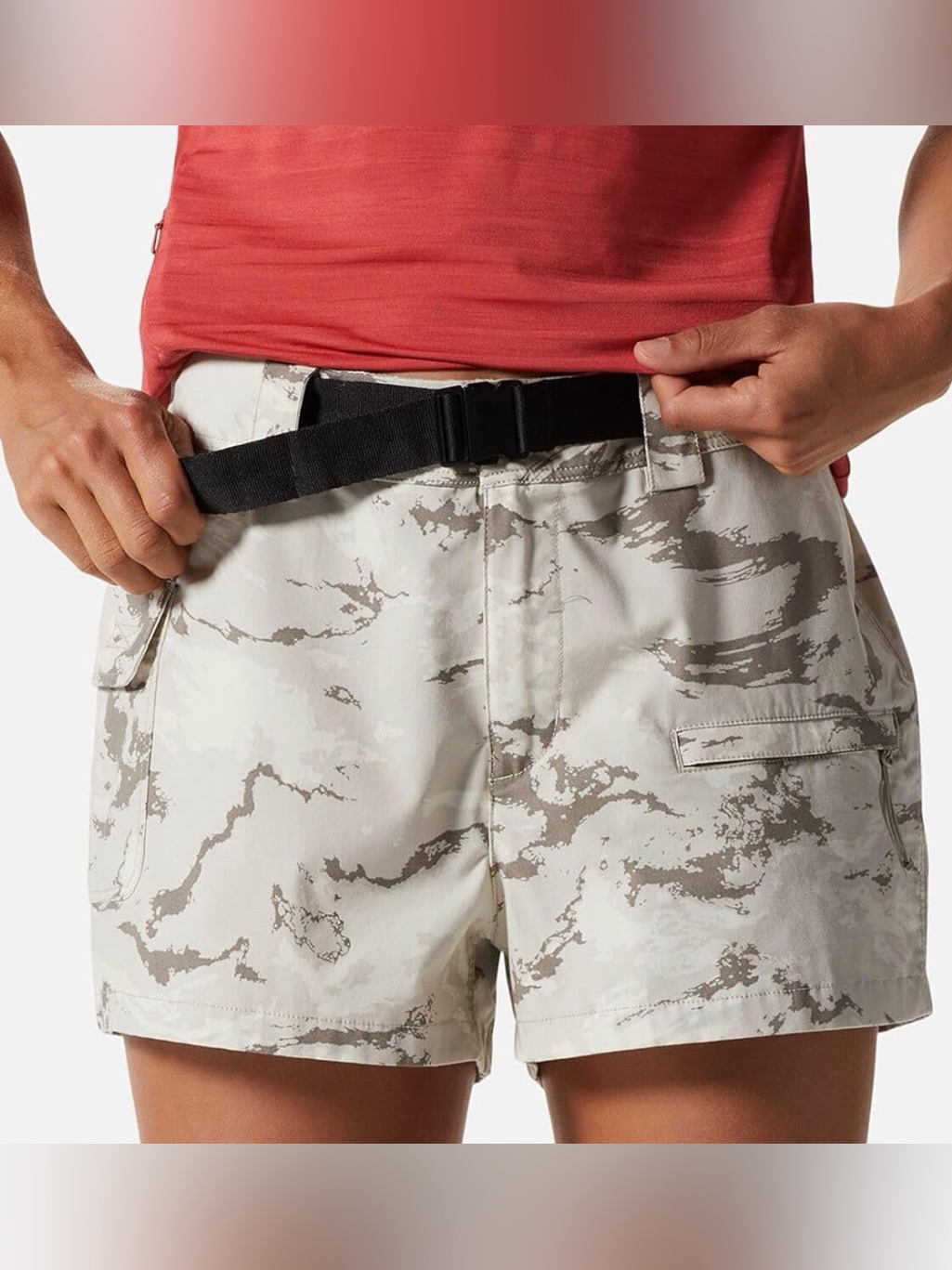 Mountain Hardwear Womens Cascade Pass Belt Short Camo Tan Brown Size 10